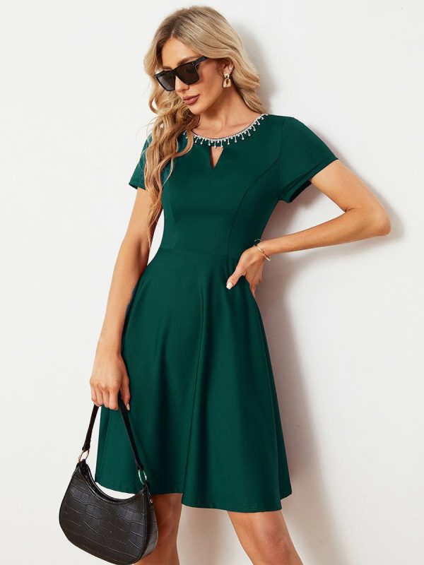 Sparkling Rhinestone Round Neck Mini Homecoming Cocktail Dress - Image 15