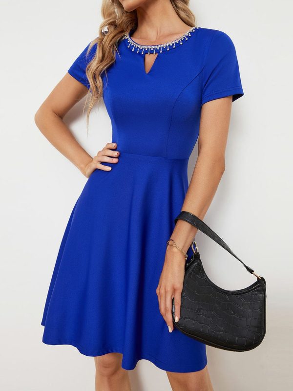 Sparkling Rhinestone Round Neck Mini Homecoming Cocktail Dress - Image 25