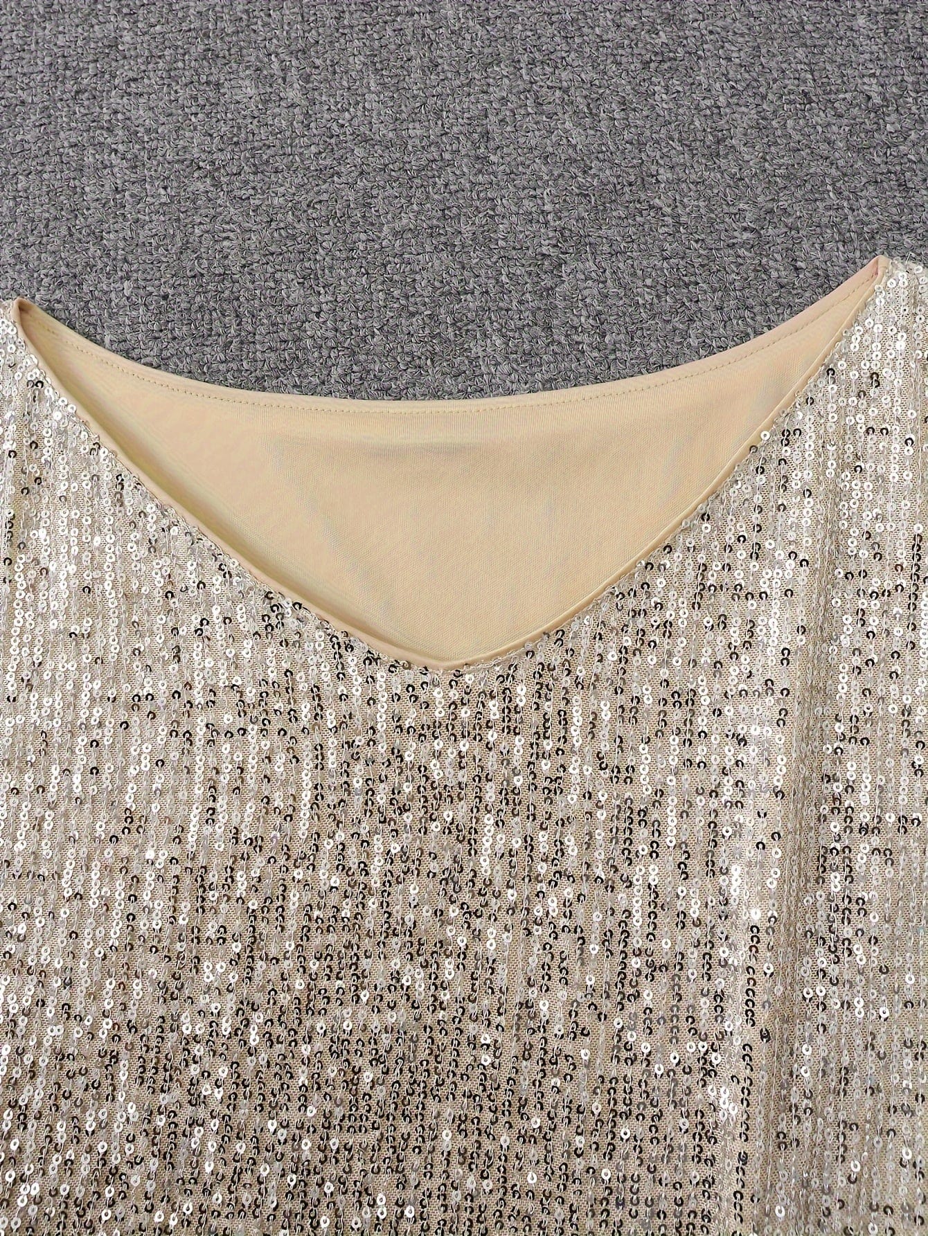 Sparkling V Neck Sequin Long Sleeve Party Mini Dress - Image 15