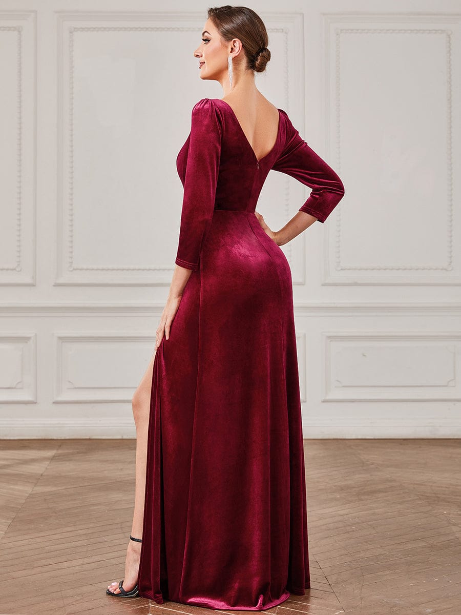 Stunning Sparkling A-Line Evening Gown with Deep V-Neck and Long Sleeves - Image 12