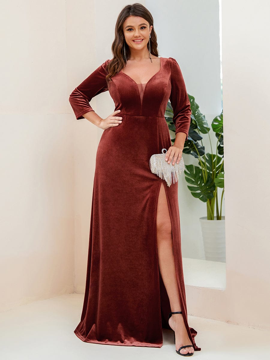 Stunning Sparkling A-Line Evening Gown with Deep V-Neck and Long Sleeves - Image 16