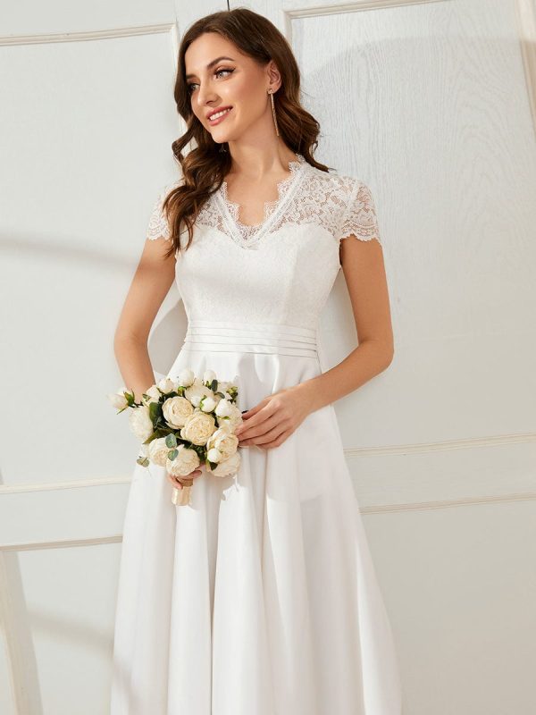 Stylish Knee-Length Women's Cocktail Dress with Short Sleeves - Image 25