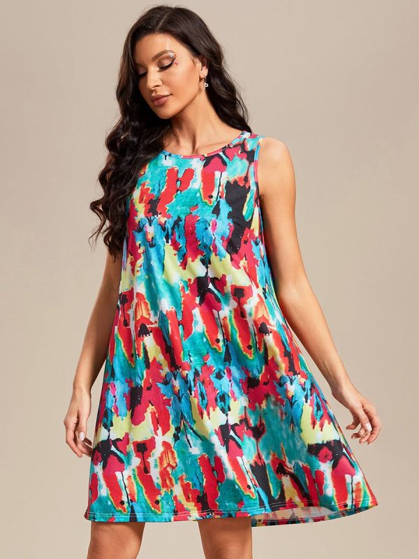 Stylish Printed Strapless Cocktail Dress with Loose A-Line Fit - Image 20