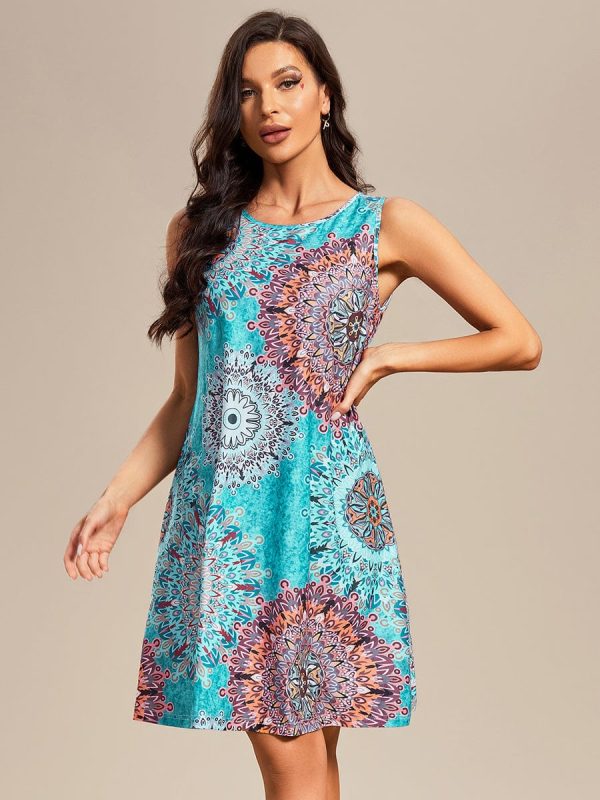 Stylish Printed Strapless Cocktail Dress with Loose A-Line Fit - Image 5