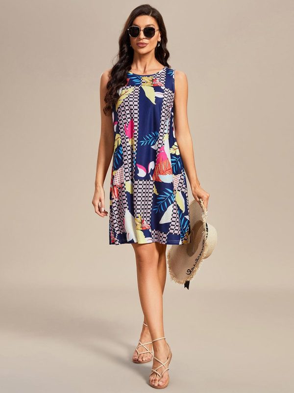 Stylish Printed Strapless Cocktail Dress with Loose A-Line Fit - Image 21
