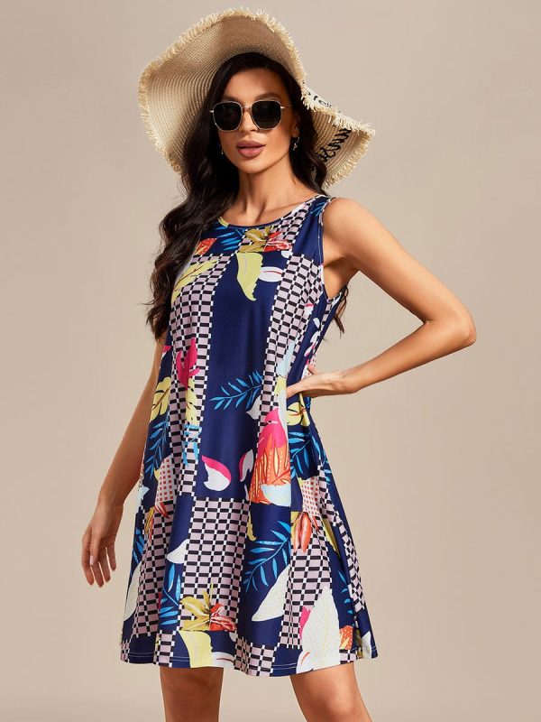 Stylish Printed Strapless Cocktail Dress with Loose A-Line Fit - Image 25