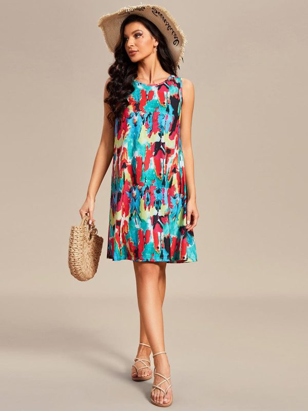 Stylish Printed Strapless Cocktail Dress with Loose A-Line Fit - Image 19