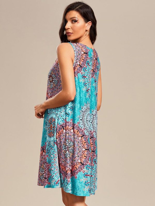 Stylish Printed Strapless Cocktail Dress with Loose A-Line Fit - Image 2