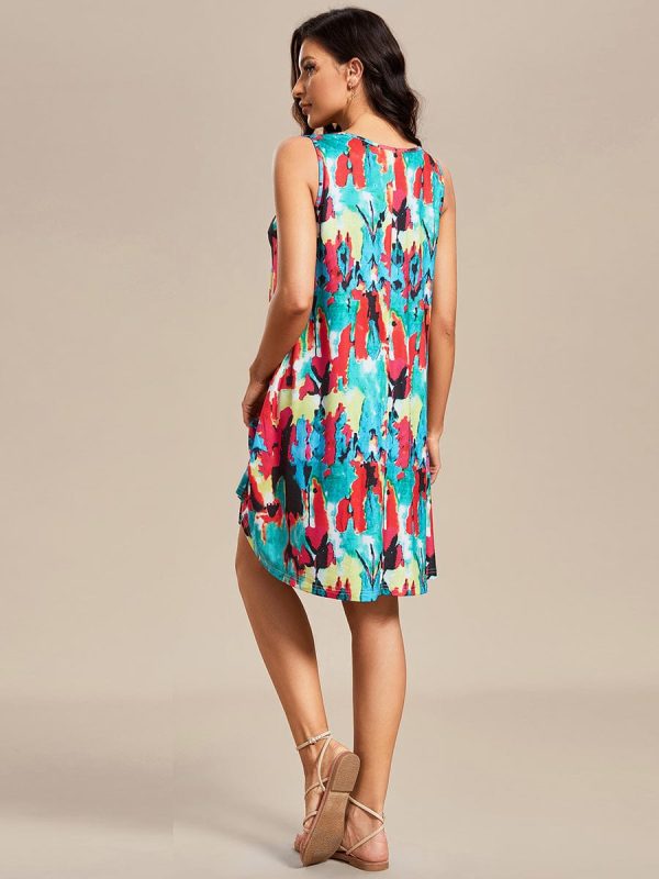 Stylish Printed Strapless Cocktail Dress with Loose A-Line Fit - Image 18