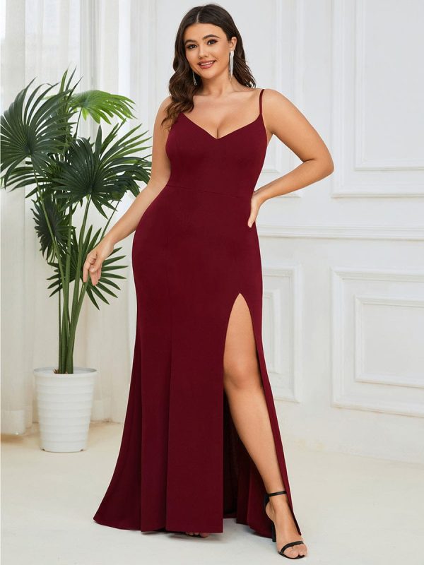 Sultry Deep V-Neck Fishtail Evening Gown - Image 17