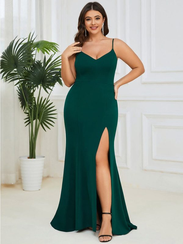Sultry Deep V-Neck Fishtail Evening Gown - Image 18