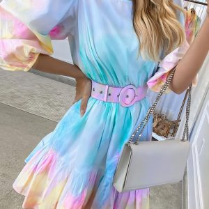 Tie-dye Ruffled Hem Dress
