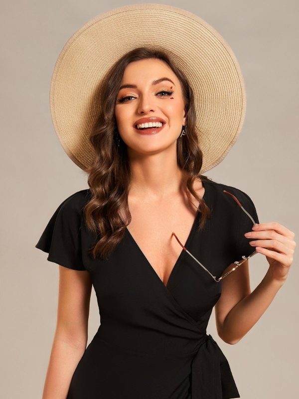 V-Neck Printed Cocktail Dress with Side Split - Image 9
