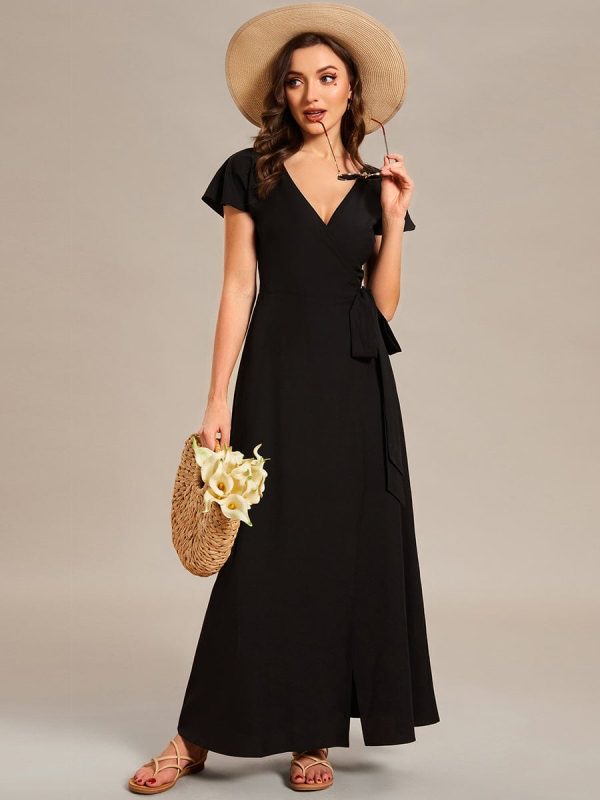 V-Neck Printed Cocktail Dress with Side Split - Image 6