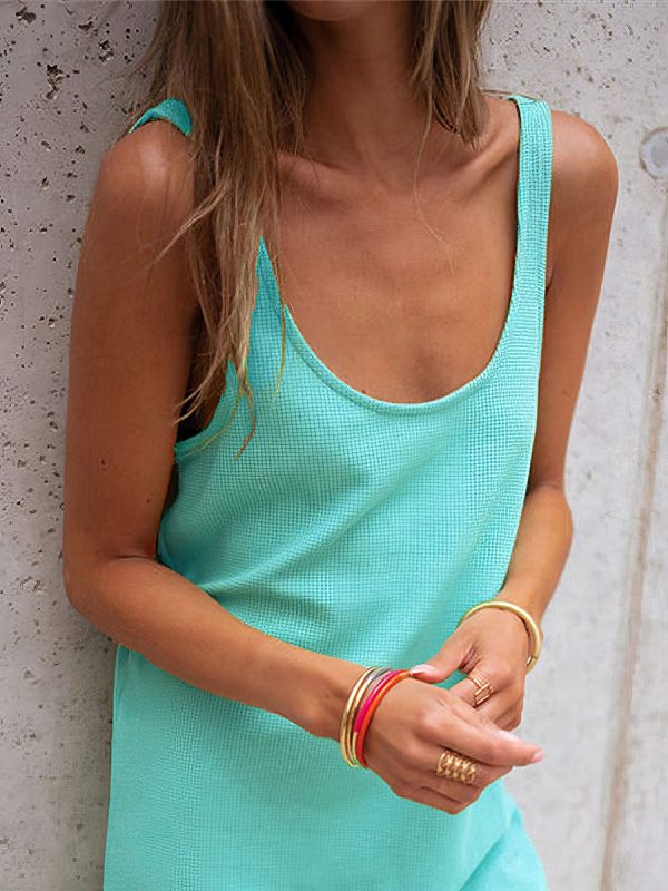 Versatile Solid Color Casual Mini Dress - Image 18