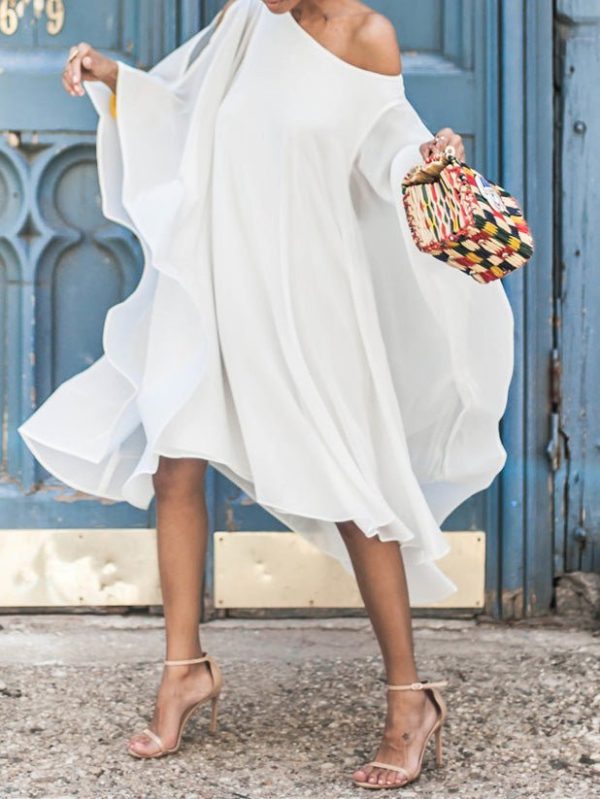 Women's Dresses Chiffon Off Shoulder Irregular Dress