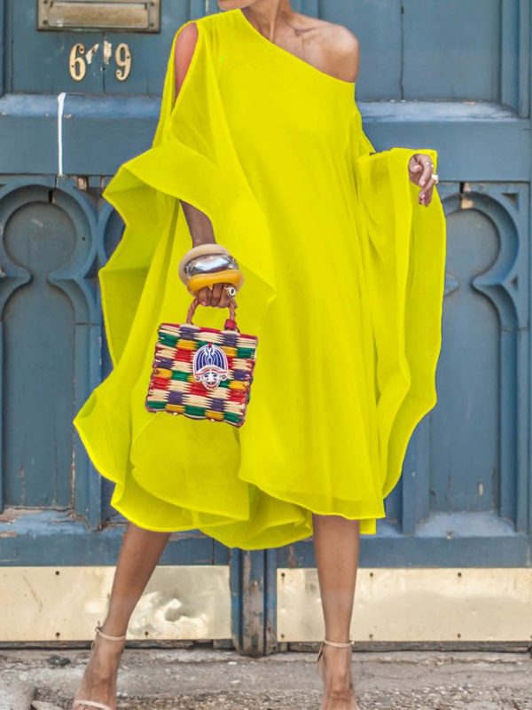Women's Dresses Chiffon Off Shoulder Irregular Dress - Image 2