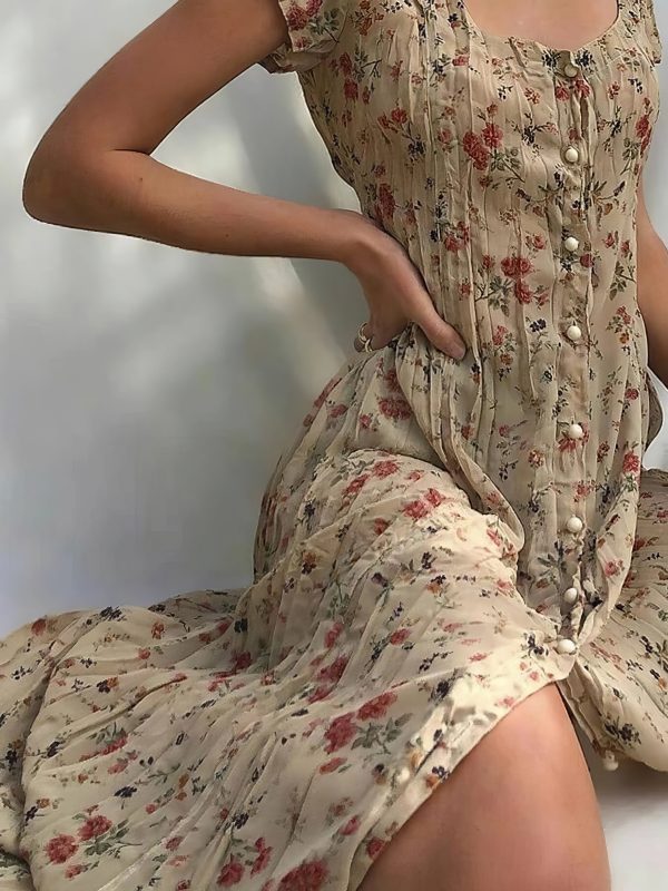 Single Breasted Floral Short Sleeve Dress - Image 10