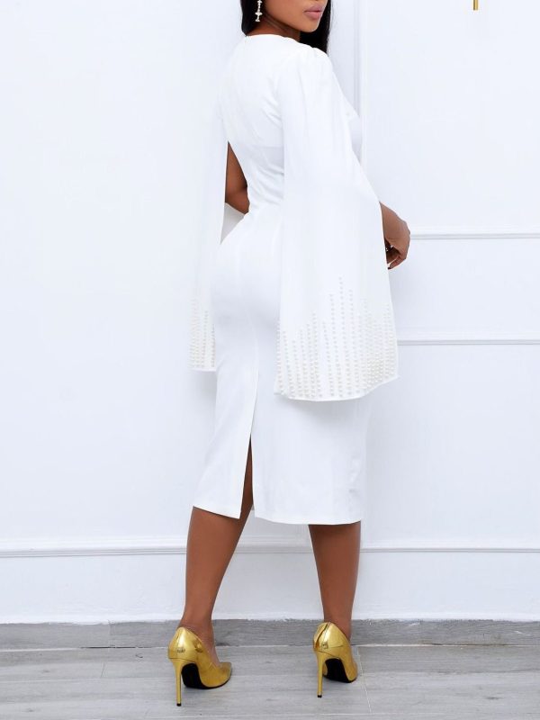 Women's Dresses Square Neck Beaded Cape Twist Slim Dress - Image 6